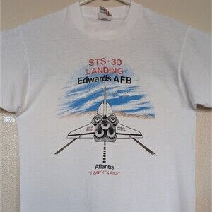Vtg STS-30 Landing Edwards AFB T-Shirt Atlantis NASA Space Shuttle I Saw It Land